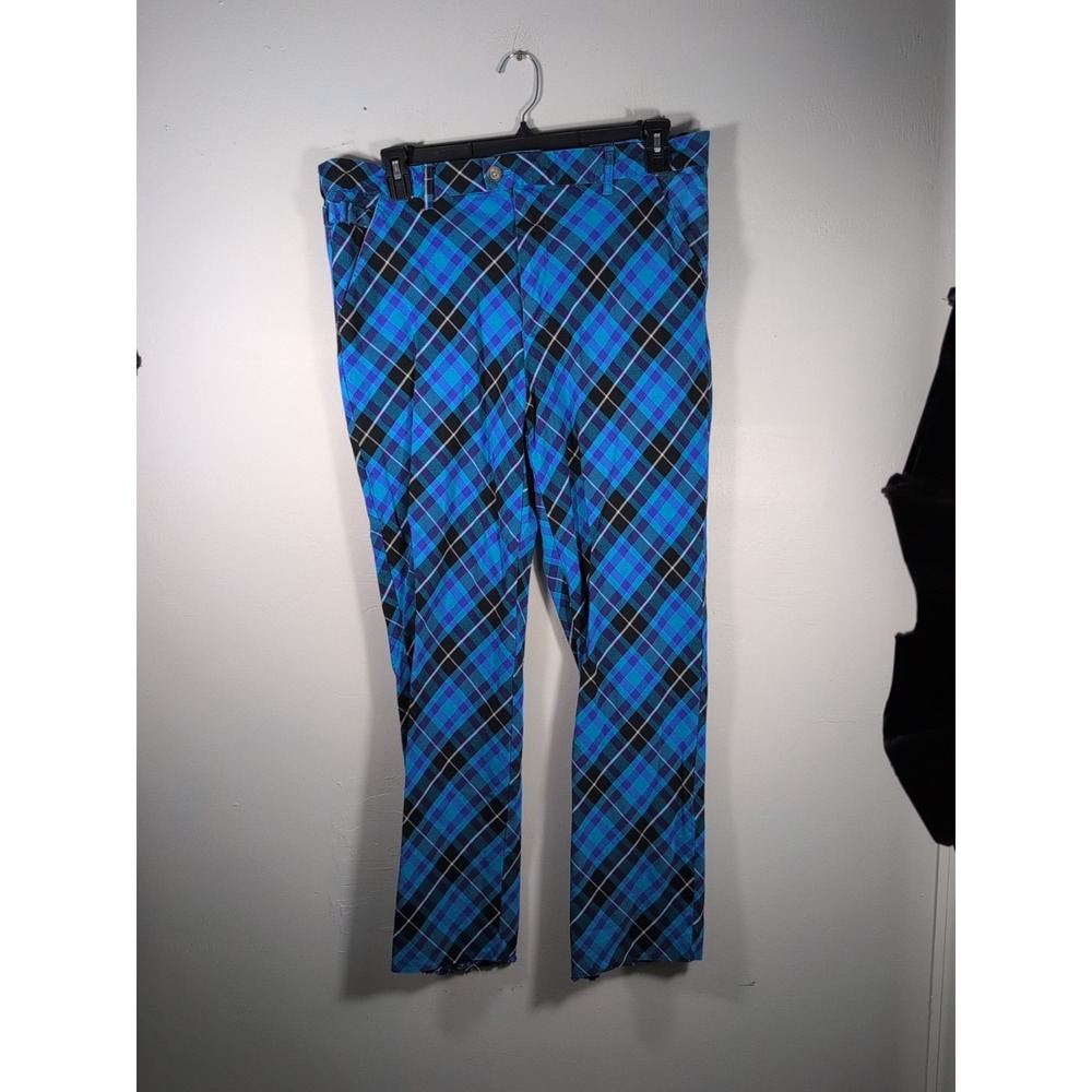 Royal & Awesome Diamond Argyle Pattern Golf Pants Men's 38x34 Blue Stretch